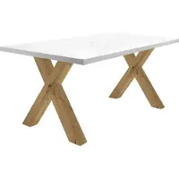 58 aufm Kessel Esstisch ausziehbar Eike 1 160 x 90 x 75 Esszimmertisch Asteiche/Weiß Matt Lack 13397-160