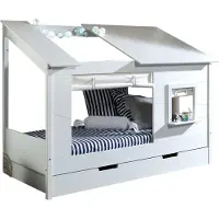 58 aufm Kessel Baumhaus Bett Katerine 214x105x159 Spielbett MDF+Massivholz Weiß