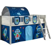 58 aufm Kessel Kinderbett Karyl 208x114x135 Massivholz Weiß Textilset Astro 4