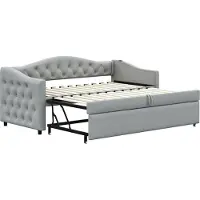 Xdovet Polsterbett Ausziehbares Schlafsofa,Mit USB-Anschluss, Klassische Form mit Knöpfen mit Lattenrost, Multifunktionsbett - Gästebett,Leinenstoff