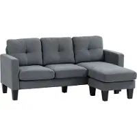 HOMCOM Ecksofa Couch mit Umkehrbar Chaiselongue Sofa L Form mit Leinenoptik
