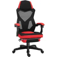 Vinsetto Ergonomischer Bürostuhl Gaming Stuhl Drehstuhl mit Fußstütze Schwarz