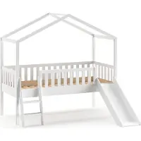 58 aufm Kessel Hausbett mit Rutsche Kapua 209x192x202 Massivholz Weiß
