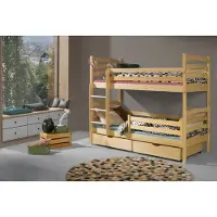 KEF-MEBLE KEF Iga Etagenbett Kinder Holz Kinderbett Holzbett mit Schubladen mit Matratze Kiefer 80x180 cm