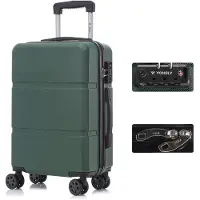YONSLY Premium Reisekoffer TSA-Schloss,YKK-Reißverschluss Hartschalen-Koffer Trolley Kabinenkoffer Rollkoffer Suitcase Handgepäck (Dunkelgrün, M)