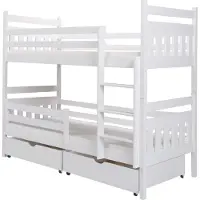 KEF-MEBLE KEF Philipp Etagenbett Kinder Holz Kinderbett Holzbett mit Schubladen mit Matratze Weiß 90x190 cm