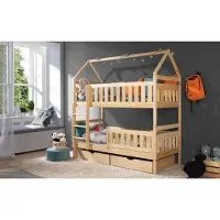 KEF-MEBLE KEF Noah Etagenbett Kinder Holz Kinderbett für Zwei Kinder ohne Matratze Leiter Links Kiefer 180x90 cm