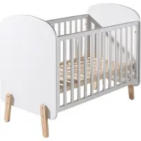 58 aufm Kessel Babybett Karilynn 129x68x94 Gitterbett MDF+Massivholz Weiß