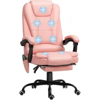 Vinsetto Bürostuhl mit 7 Punkt Massage, ergonomischer Gaming Sessel Rosa