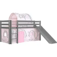 58 aufm Kessel Kinderbett mit Rutsche Karolina Massivholz Grau Textilset Burg 2