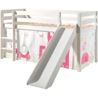58 aufm Kessel Kinderbett mit Rutsche Karolina Massivholz Weiß Textilset Princess 1