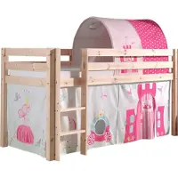 58 aufm Kessel Kinderbett Karolina 210x114x106 Massivholz Natur Textilset Princess 2