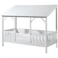 58 aufm Kessel Hausbett Kat 214x105x174 Kinderbett MDF+Massivholz Weiß