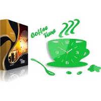 ModernClock , Küchenuhr, Uhrentasse, Wanduhr, 64cm x 43cm, grün, 3D-Wanduhr