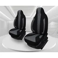 BREMER SITZBEZÜGE Maß Piloten Auto Schonbezüge kompatibel mit Smart fortwo 453 Fahrer & Beifahrer ab 2014 / Auto Sitzbezüge Schonbezug Set Autositzbezüge 2er Pack in Schwarz/Grau