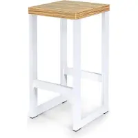 Magnetic Mobel Barhocker Bistrohocker Industriedesign Loft Stahl Restaurant massiv H 60 cm (Eiche, Weiß)