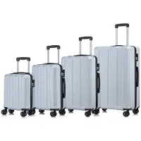 YONSLY Suitcase Set, Rollkoffer Handgepäck, Kofferset, mit 4 Rollen 360°, Hartschalenreise Zahlenschloss, Weicher Gummigriff (4er Set, S,M,L&XL, Silber)