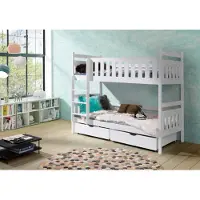 KEF-MEBLE KEF ADRIANA Etagenbett Kinder Holz Kinderbett für Zwei Kinder Leiter Links ohne Matratze Weiß 80x180 cm