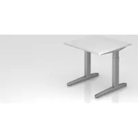 Proregal - Büromöbel mit top Leistungsdaten Schreibtisch Mika | Weiß | Silber Gestell | BxT 80x80cm | Arbeitshöhe 65-85cm | höhenjustierbar, 1cm Raster | C-Fuß-Gestell | Rechteckform