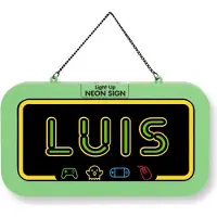 History & Heraldry GmbH LED Leuchtschild Neonschild mit Namen , Leuchtende Wanddekoration mit Batterie, 18,7x10,3x1,6cm - Luis
