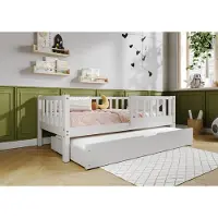 TIMBEE LENA Duo Doppelbett Kinderbett Holz Bett mit Schublade mit Schlaffunktion - Grau - 90x200cm