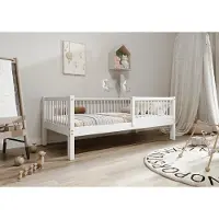 TIMBEE Alfi Kinderbett Einzelbett Kiefernholz 90x200cm Bett Weiß
