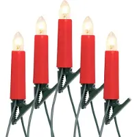 CLGarden NARVA Lichterkette für Christbaum 30 Kerzen rot Beleuchtung warmweiß innen 17,4m