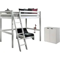 58 aufm Kessel Hochbett Katheryn 209x215x190 Kinderbett Massivholz+MDF Weiß