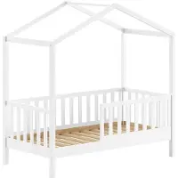 58 aufm Kessel Juniorbett Karie 148x76x151 Kinderbett Massivholz Weiß