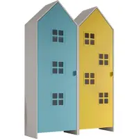 58 aufm Kessel Regalschrank Set Kania 115x37x171 Standregal MDF Weiß /Bunt