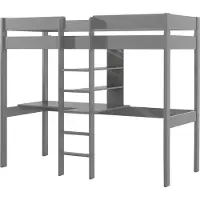 58 aufm Kessel Hochbett Karole 208x105x175 Kinderbett Massivholz grau