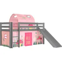 58 aufm Kessel Kinderbett mit Rutsche Karolina Massivholz Grau Textilset Spring 2