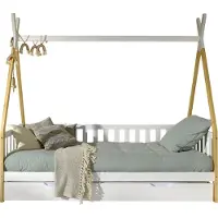 58 aufm Kessel Zeltbett Karyn 6 206x96x185 Kinderbett Massivholz Weiß/natur