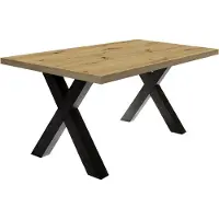 58 aufm Kessel Esszimmertisch Eike 8 140 x 90 x 75 Esstisch Schwarzstahl/Asteiche 13444-140