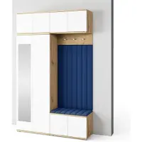 Jerpax Garderoben-Set Aura Version 9: Kleiderschrank mit Polsterpaneelen, Schuhschrank Flur und Eingangsbereich (weiß/Artisan-Eiche /Trinity 31)