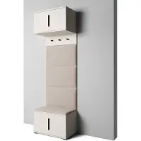 Jerpax Garderoben-Set Napoli Version 5: Schuhschrank mit Polsterpaneelen, Hängeschrank für Flur und Eingangsbereich (Cashmere/Trinity 02)
