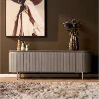 Villa Möbel TV-Möbel Helena Mangoholz massiv Taupe / Oval, Masse:165 cm X 45 cm