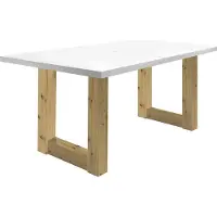 58 aufm Kessel Esstisch ausziehbar Eila 1 140 x 90 x 75 Esszimmertisch Asteiche/Weiß Matt Lack 13329-140