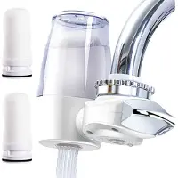 Fokelyi Eau-Robinet-Filter, Robinet-Küchenfilter, Anti-Kalk-Robinet-Filter, Reinstwasser der Güteklasse 8, mit 2 Filterelementen, transparentes Gehäuse, praktisch für mehrere Robinet-Typen