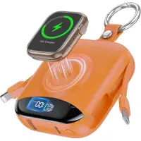 Exlene 10000 mAh 22,5 W Schnellladeger?t mit integrierten Kabeln, 4-in-1-Tragbares Ladeger?t, Orange