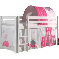 58 aufm Kessel Kinderbett Karolina 210x114x106 Massivholz Weiß Textilset Princess 2