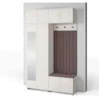 Jerpax Garderoben-Set Napoli Version 11: Kleiderschrank mit Polsterpaneelen, Schuhschrank und Schrankaufsatz Flur und Eingangsbereich (Cashmere/Trinity 05)