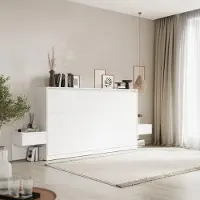 SMARTBett GmbH SMARTBett Set 100-Schrankbett Horizontal CLASSIC mit 2 Nachtkonsolen Weiss