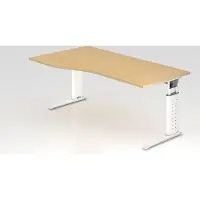 Proregal - Büromöbel mit top Leistungsdaten Schreibtisch Mauri | Ahorn | Weißes Gestell | BxT 180x80/100cm | Arbeitshöhe 68-86cm | höhenjustierbar, 2cm Raster | C-Fuß-Gestell | Rechteckform