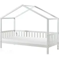 58 aufm Kessel Hausbett Kapua 210x97x170 Kinderbett Massivholz Weiß