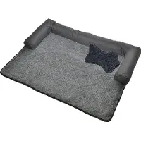 Raikou Hundebett PlüschWaschbares Hundedecke Rutschfest Hunde Bett für Sofaschutz Tier mit Kissen Schwarz Melange 115x70 cm