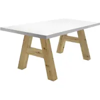 58 aufm Kessel Esszimmertisch Elia 2 140 x 90 x 75 Esstisch Asteiche/Weiß Matt Lack 13265-140