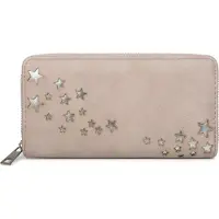 StyleBREAKER Damen Portemonnaie mit Metallic Sternen | große Geldbörse mit Reißverschluss, Kartenfächern & Handyfach, Kunstleder 19 x 10 cm