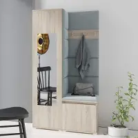Jerpax Garderoben-Set "Iga", Moderner Kleiderschrank mit Polsterplatten und Schuhschrank – Ideal für Flur und Eingangsbereich (Sonoma Eiche, Trinity 14)