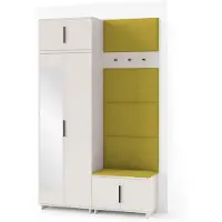 Jerpax Garderoben-Set Napoli Version 4: Kleiderschrank mit Polsterpaneelen, Schuhschrank Flur und Eingangsbereich (Cashmere/Trinity 12)